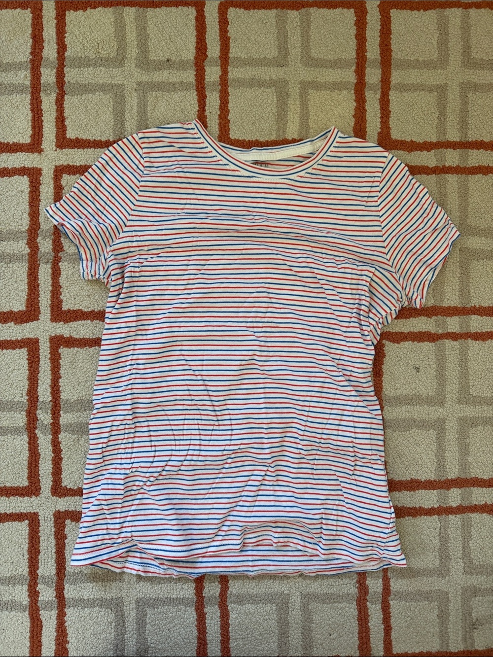 GAP White Tee with Red and Blue Stripes